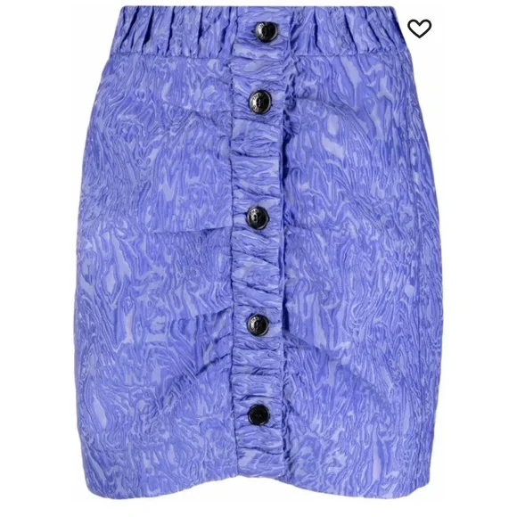 NWT GANNI Blue/Lavender Asymmetric Miniskirt Size 42 (US 10/12) - Picture 9 of 11